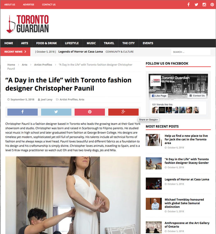 “A Day in the Life” with Toronto fashion designer Christopher Paunil