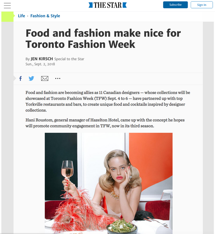 Food and fashion make nice for Toronto Fashion Week